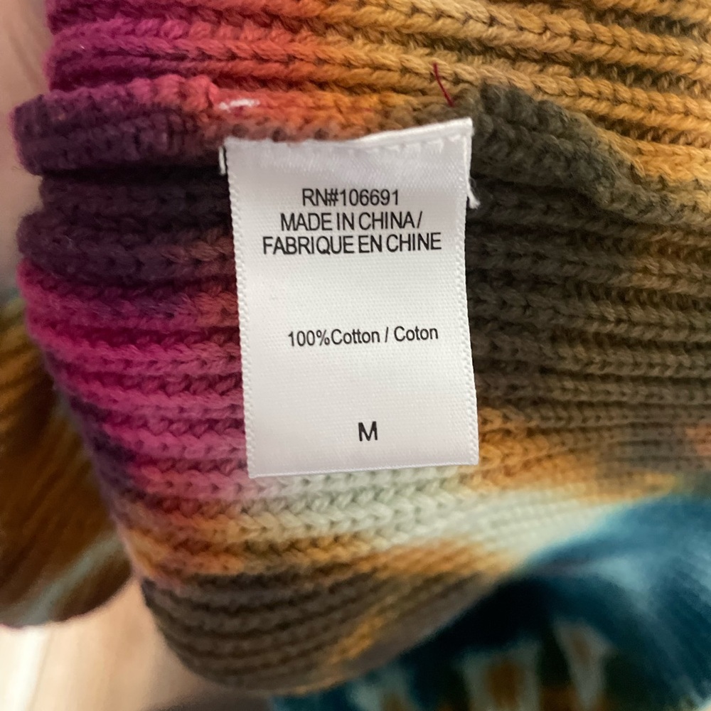 Young Fabulous & Broke Chunky Cable Knit Sweater, Tye-Dye,Hippie,Retro. Size:M - Picture 5 of 7
